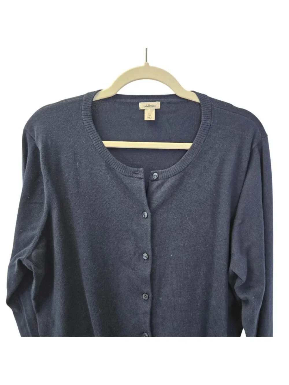 L.L. Bean Supina Cotton Blend Navy Blue Cardigan Sweater Size XL - Picture 4 of 5
